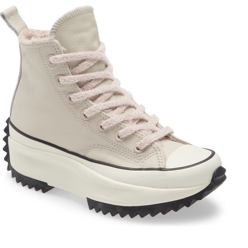 Converse Run Star Hike Faux Fur Lined Sneakers in Cream
